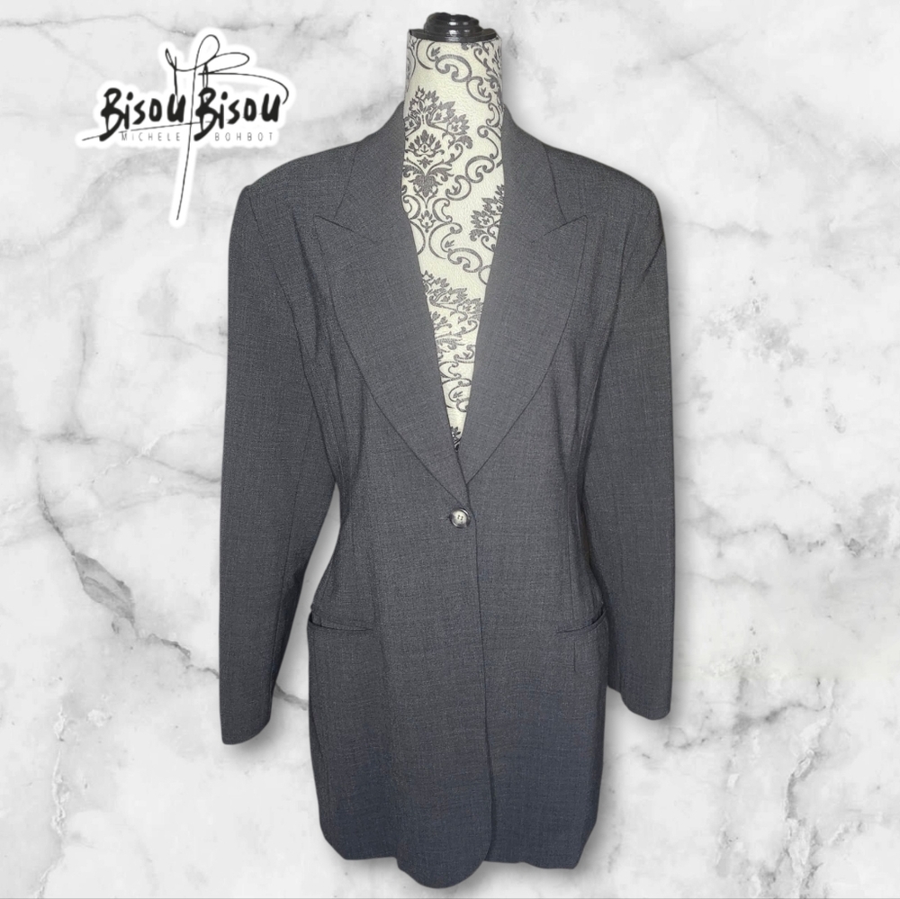 BISOU BISOU Vintage Gray Fitted Blazer - Medium
